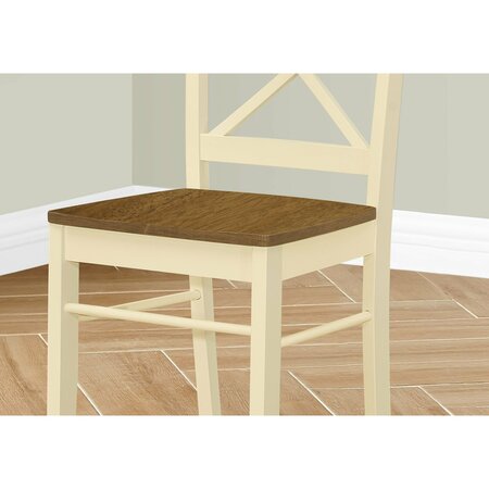 Monarch Specialties Dining Chair, Set Of 2, Side, Kitchen, Dining Room, Oak And Cream, Wood Legs, Transitional I 1325